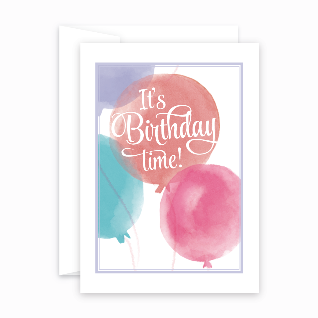 It's Birthday Time Birthday Card Blank front card image