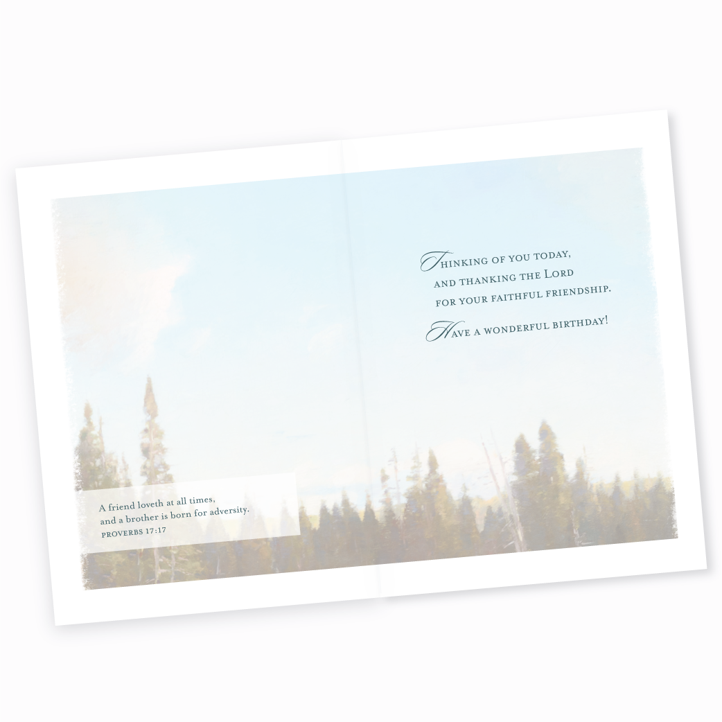 Tranquil Lake Friend Birthday Card inside card image