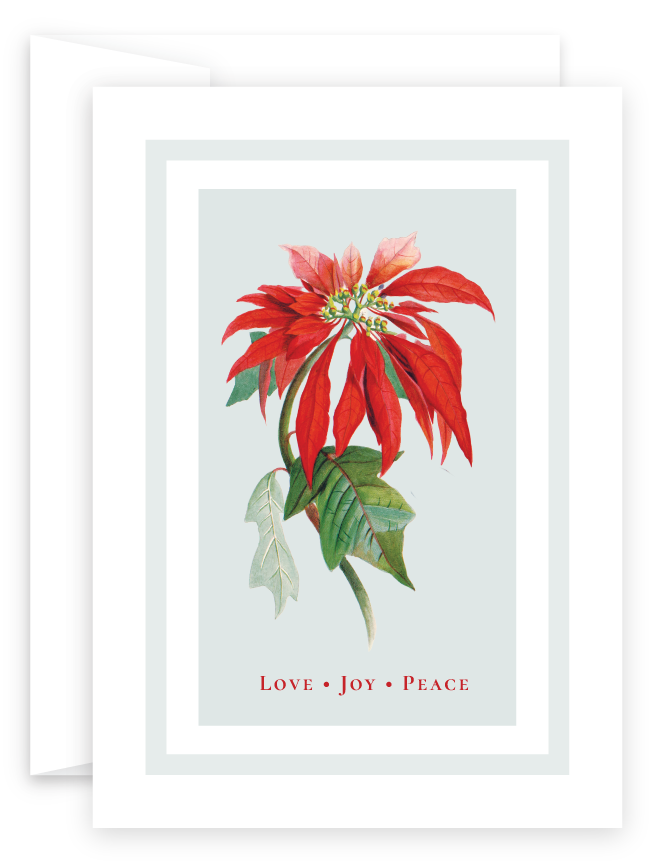 Love Joy Peace Poinsettia Christmas Card home printable greeting card design